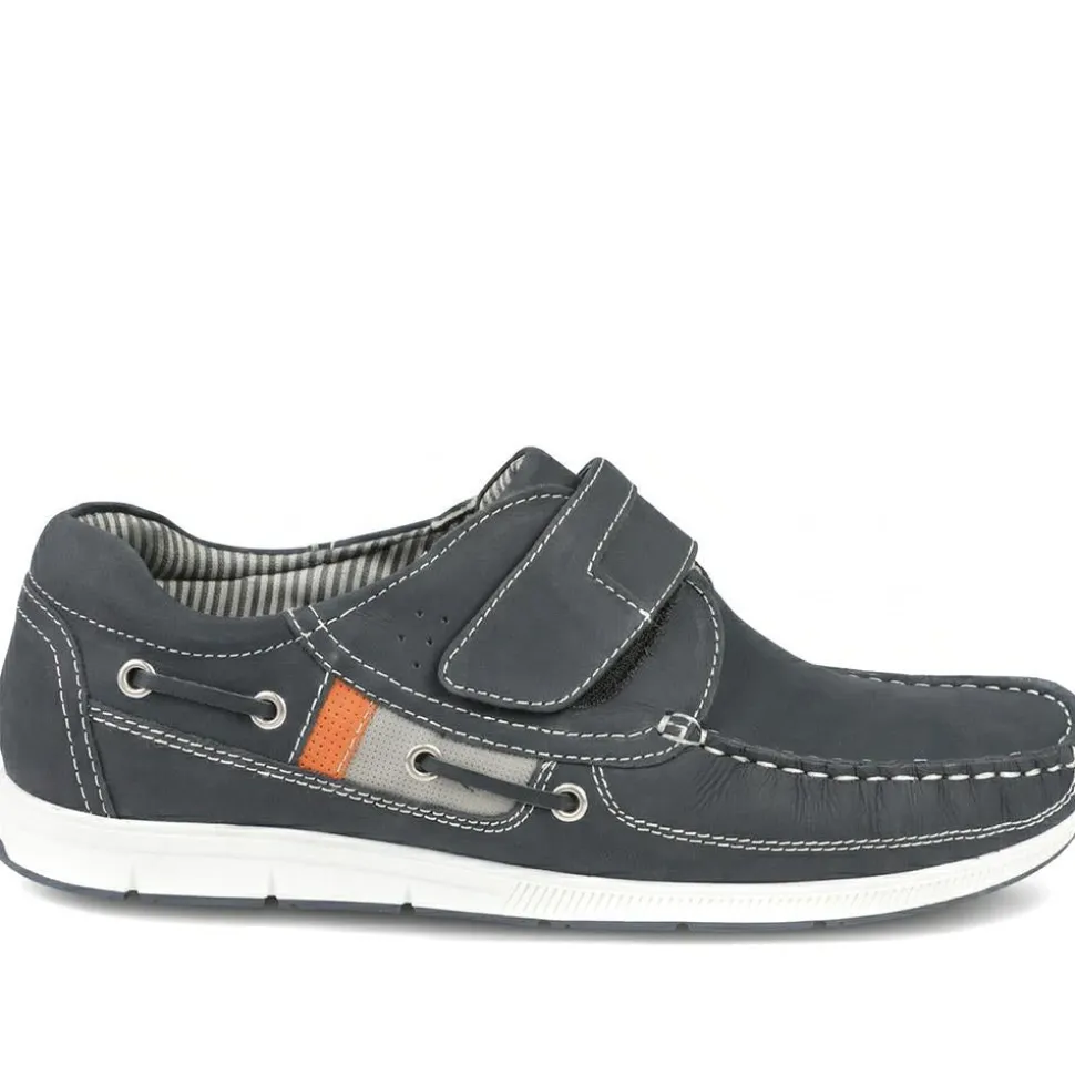 Leather Adjustable Fastening Shoes - Navy