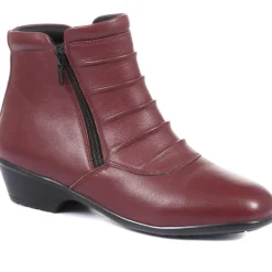 Leather Ankle Boot - Burgundy
