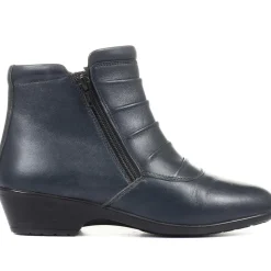 Leather Ankle Boot - Navy