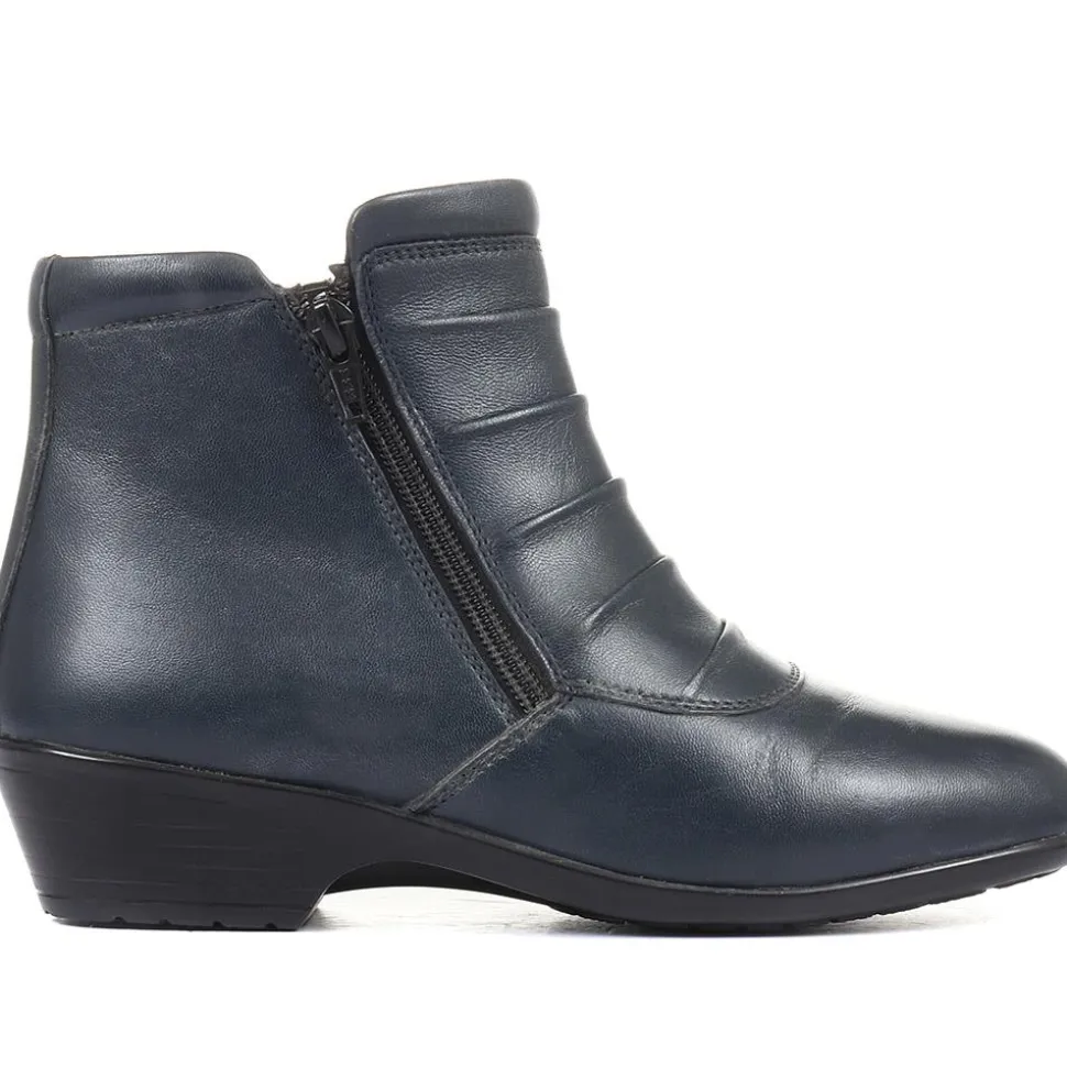 Leather Ankle Boot - Navy