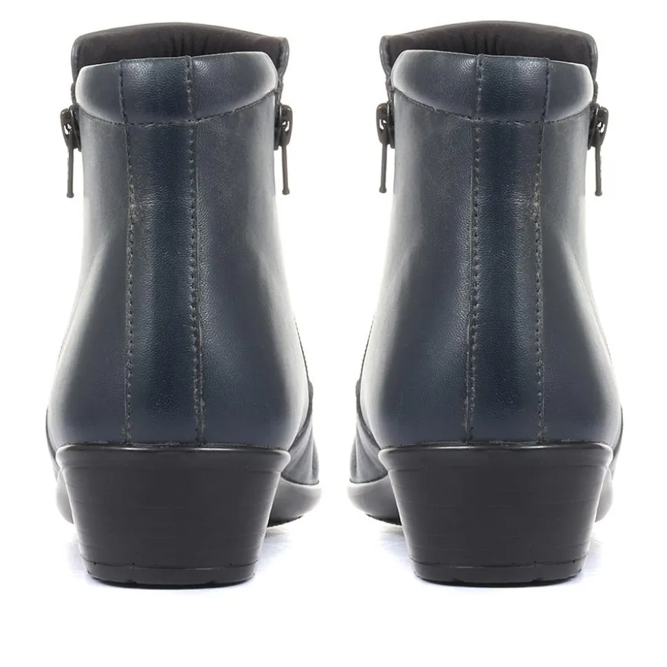 Leather Ankle Boot - Navy