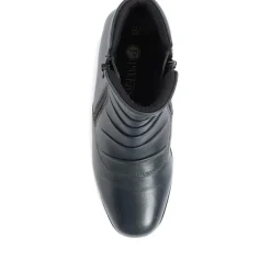 Leather Ankle Boot - Navy
