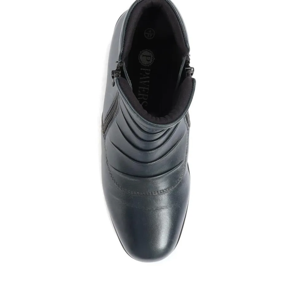 Leather Ankle Boot - Navy