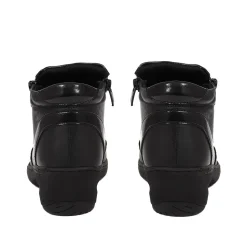 Leather Ankle Boots - Black-Black Patent