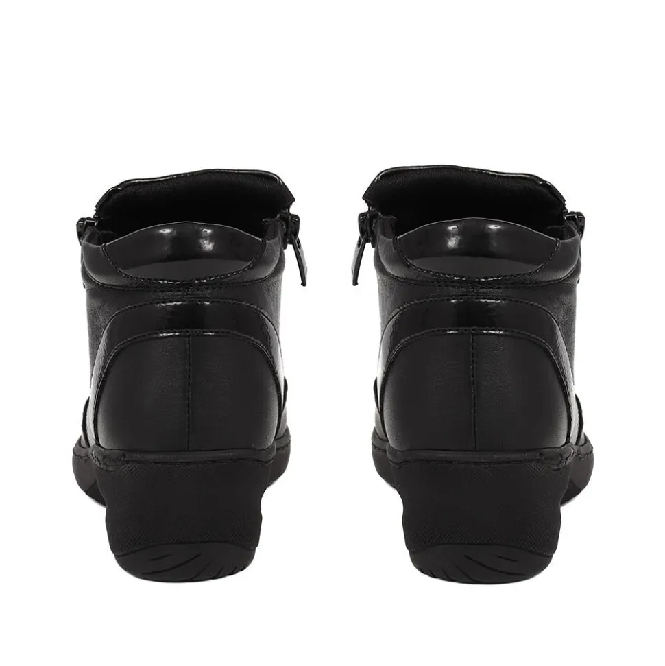 Leather Ankle Boots - Black-Black Patent