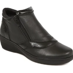 Leather Ankle Boots - Black-Black Patent