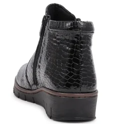 Leather Ankle Boots - Black Patent Croc