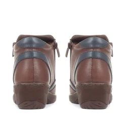 Leather Ankle Boots - BROWN-NAVY