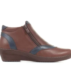 Leather Ankle Boots - BROWN-NAVY