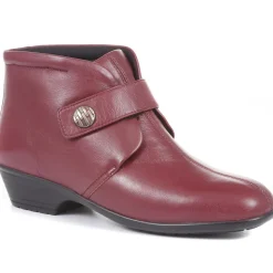 Leather Ankle Boots - Burgundy