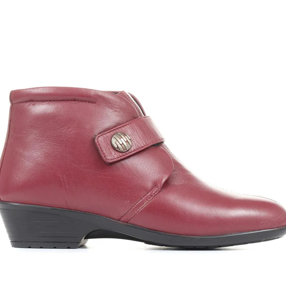 Leather Ankle Boots - Burgundy