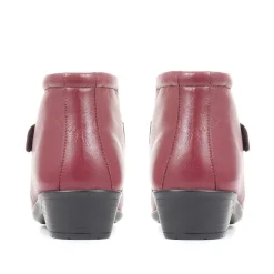 Leather Ankle Boots - Burgundy