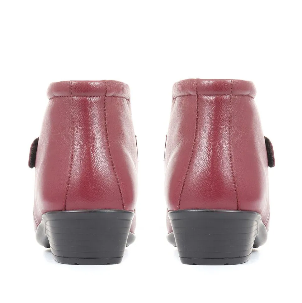 Leather Ankle Boots - Burgundy