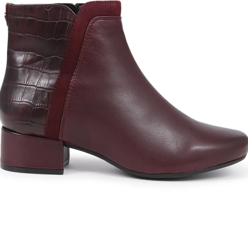 Leather Ankle Boots - Burgundy
