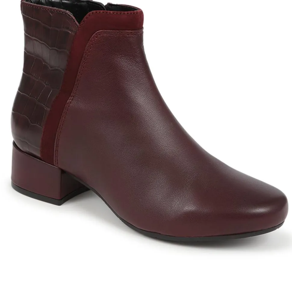 Leather Ankle Boots - Burgundy