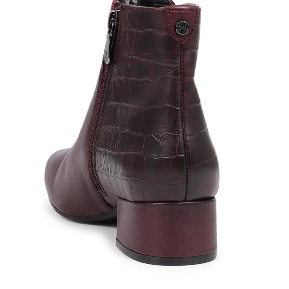 Leather Ankle Boots - Burgundy