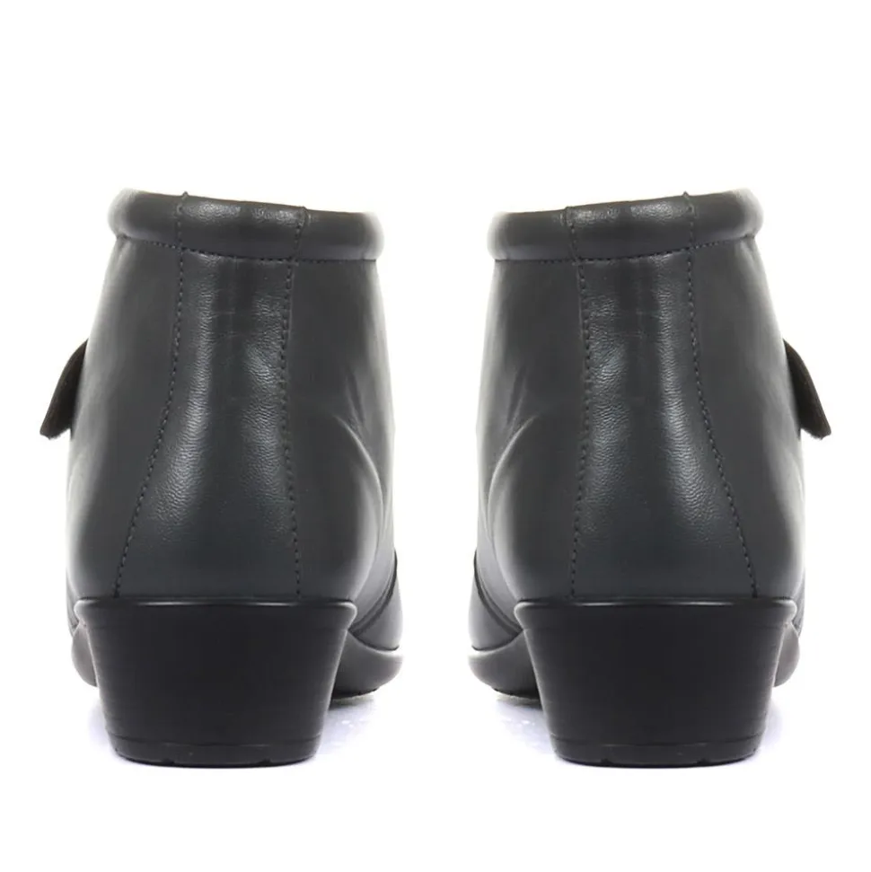 Leather Ankle Boots - Grey