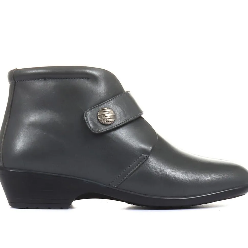 Leather Ankle Boots - Grey