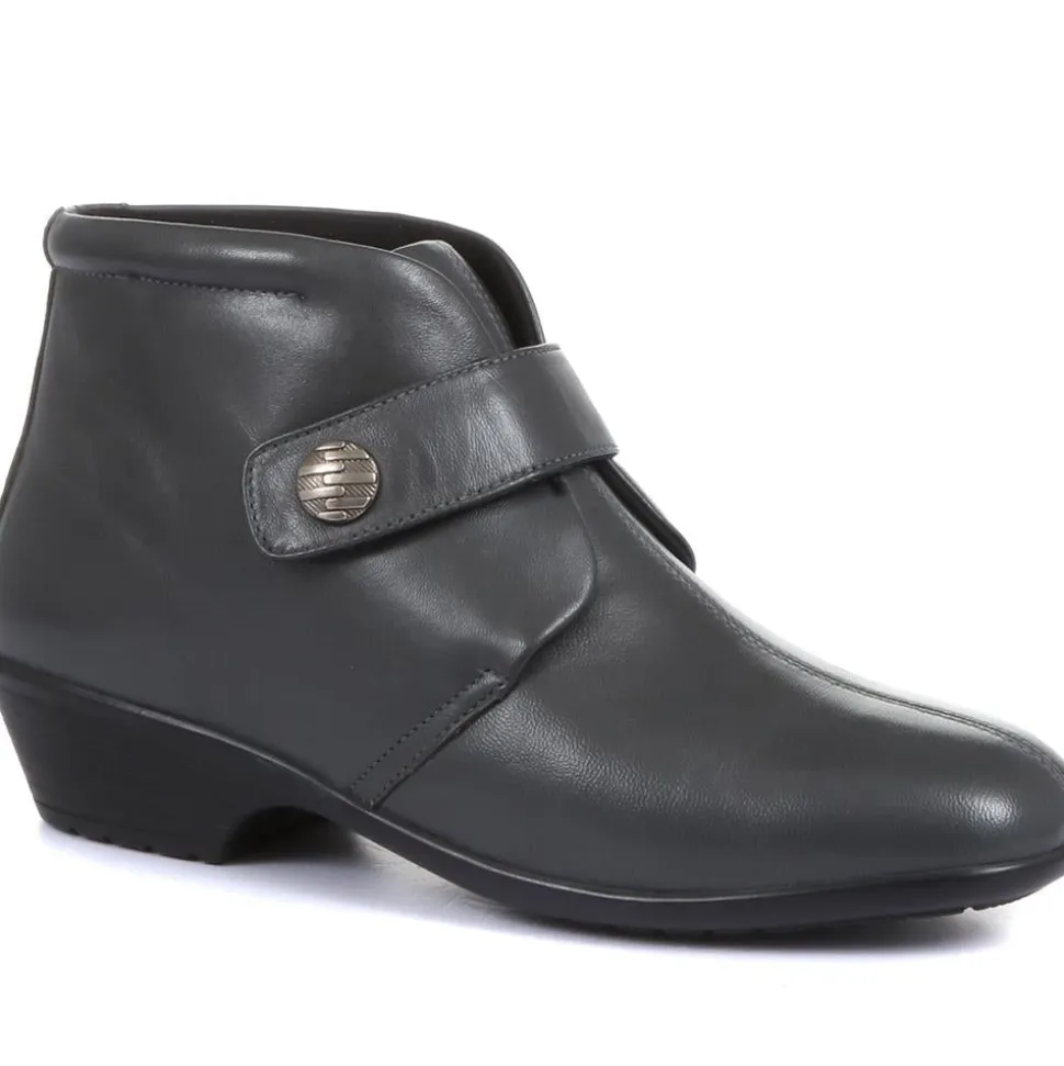 Leather Ankle Boots - Grey