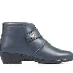Leather Ankle Boots - Navy