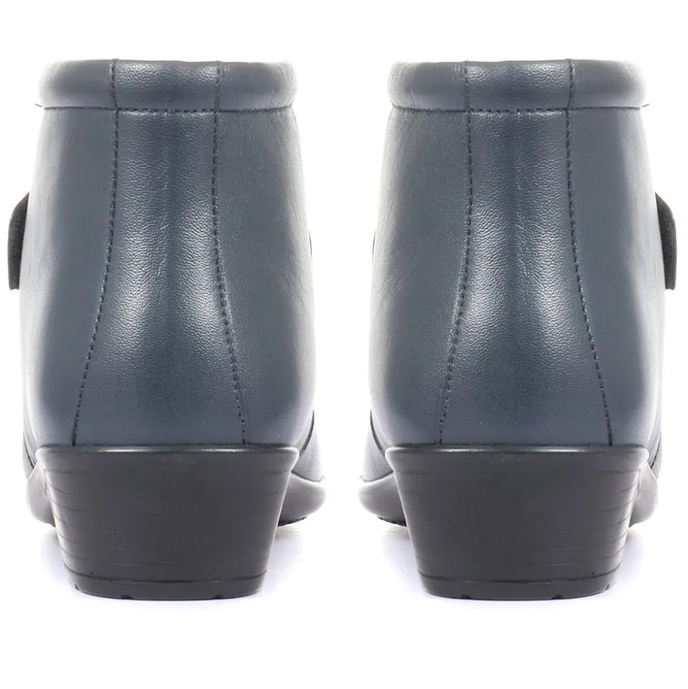 Leather Ankle Boots - Navy