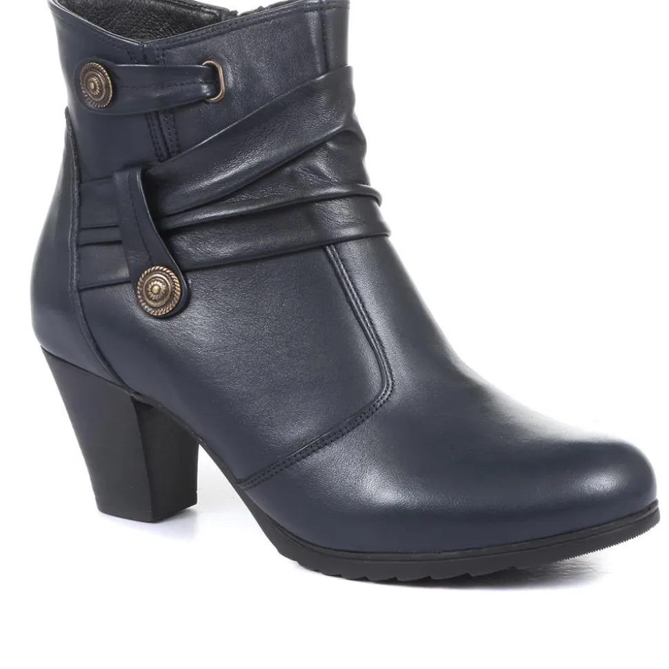 Leather Ankle Boots - Navy