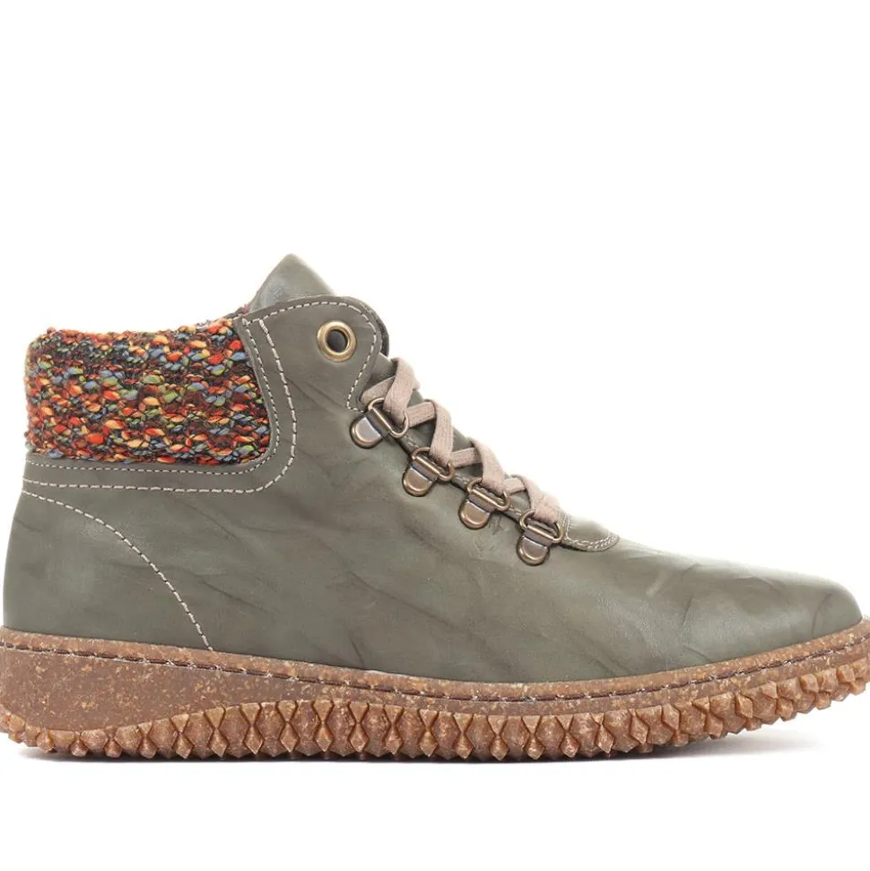 Leather Ankle Boots - Olive
