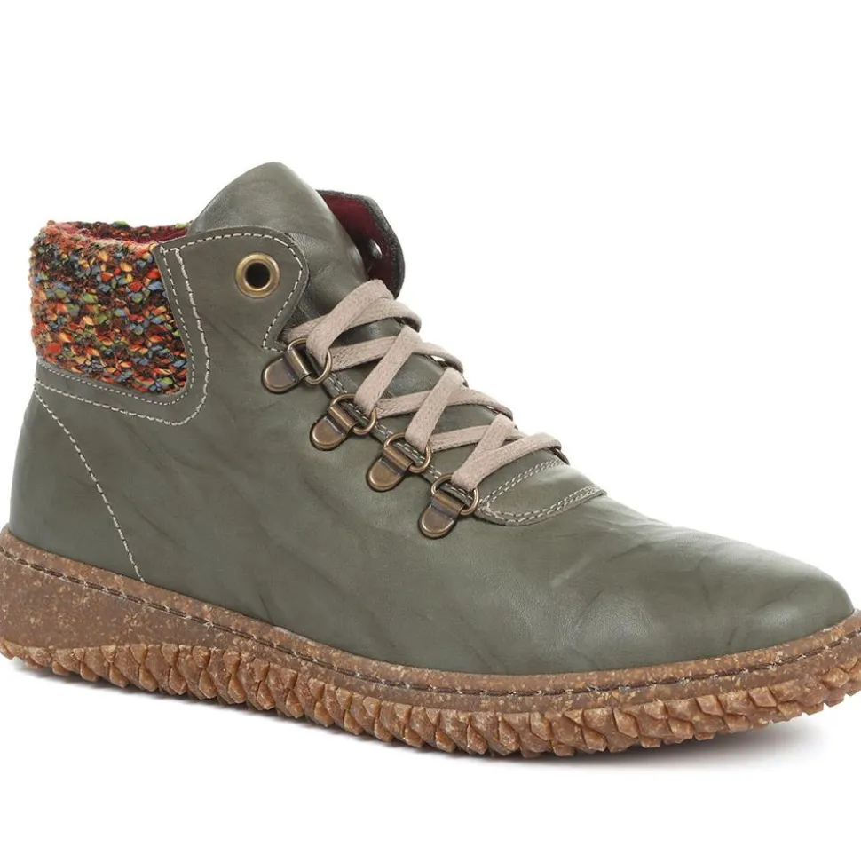 Leather Ankle Boots - Olive