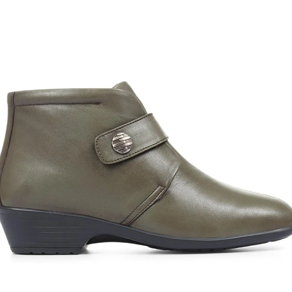 Leather Ankle Boots - Olive