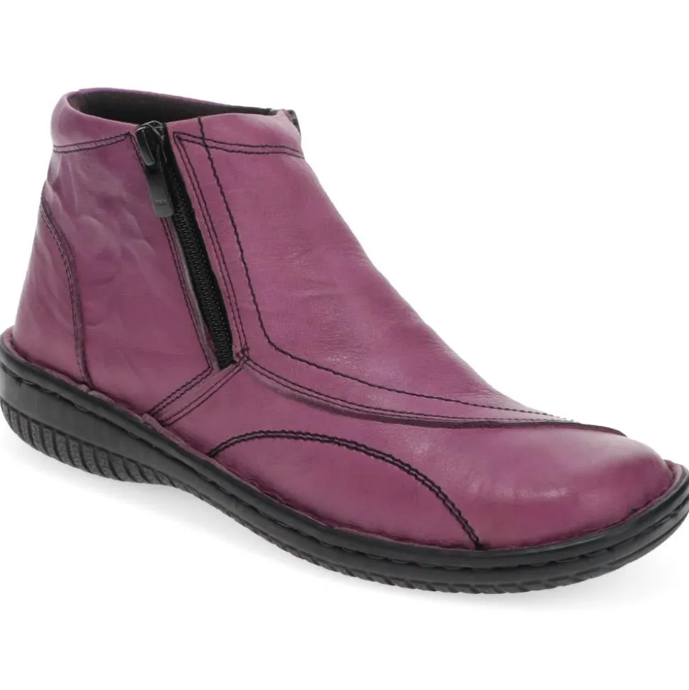 Leather Ankle Boots - Purple