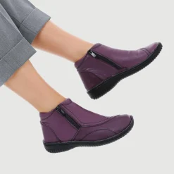 Leather Ankle Boots - Purple