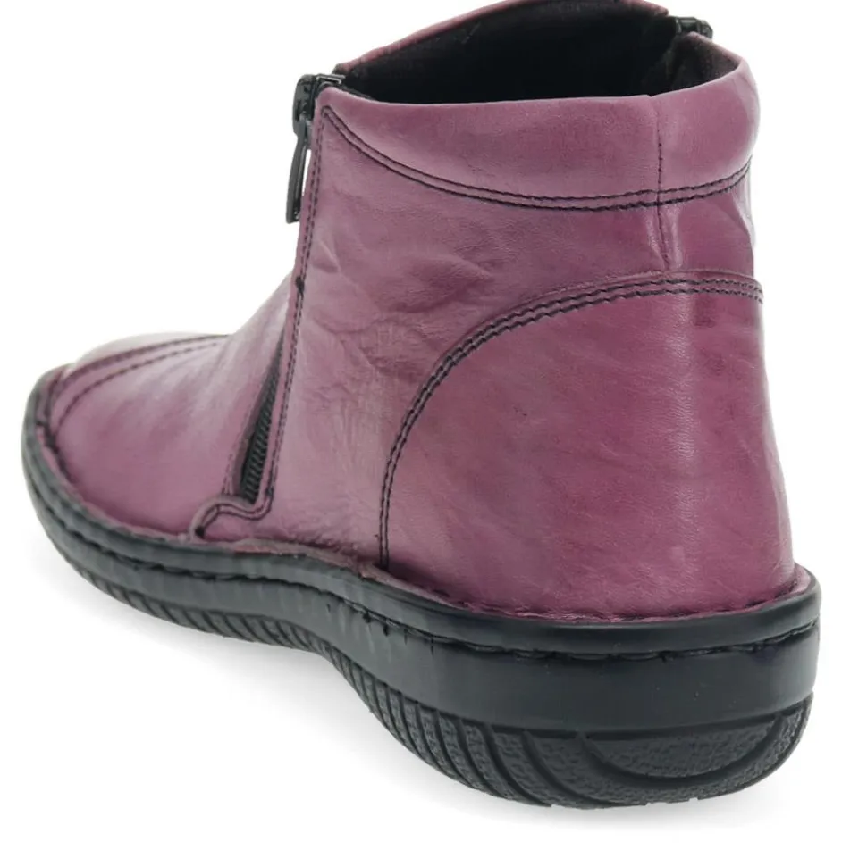 Leather Ankle Boots - Purple