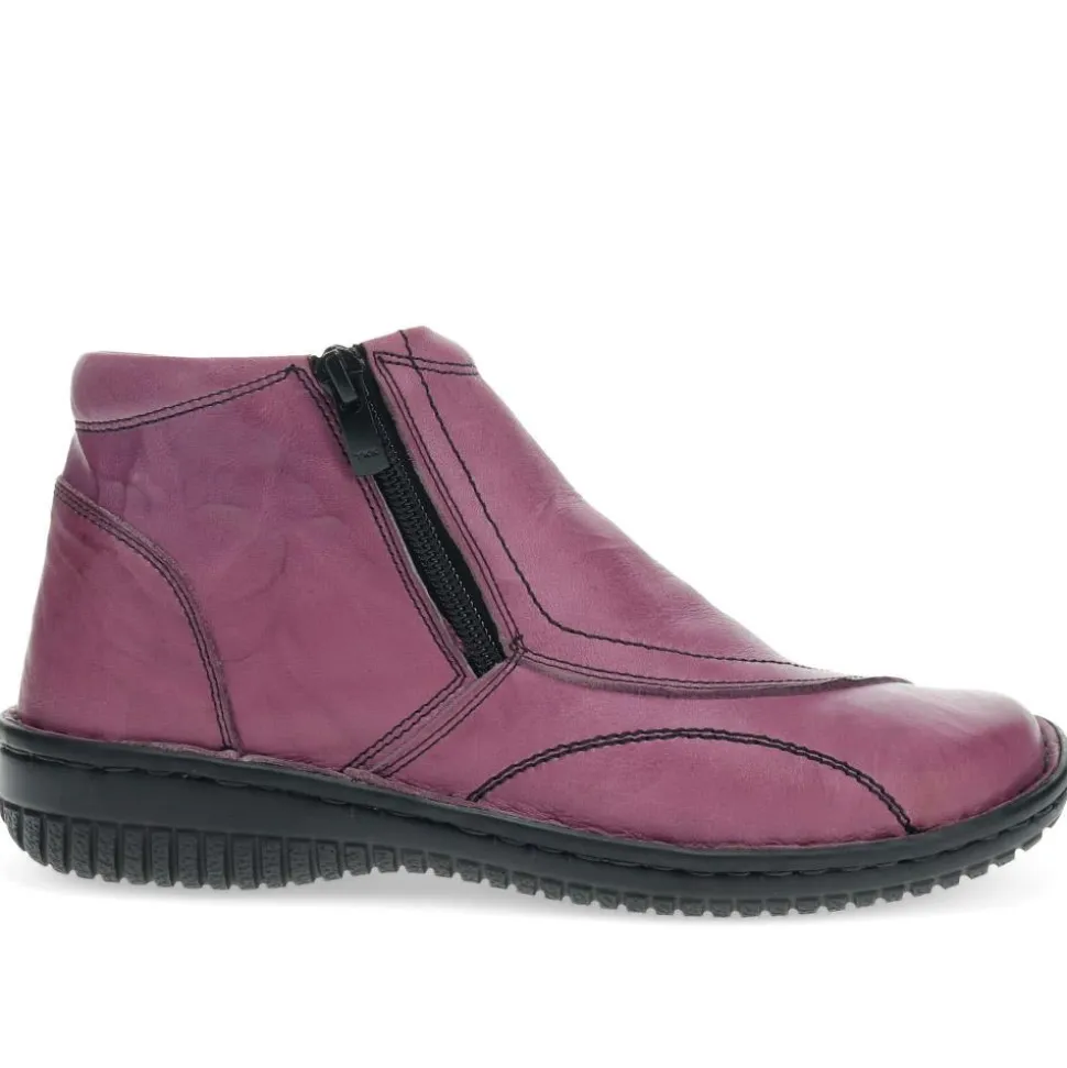 Leather Ankle Boots - Purple