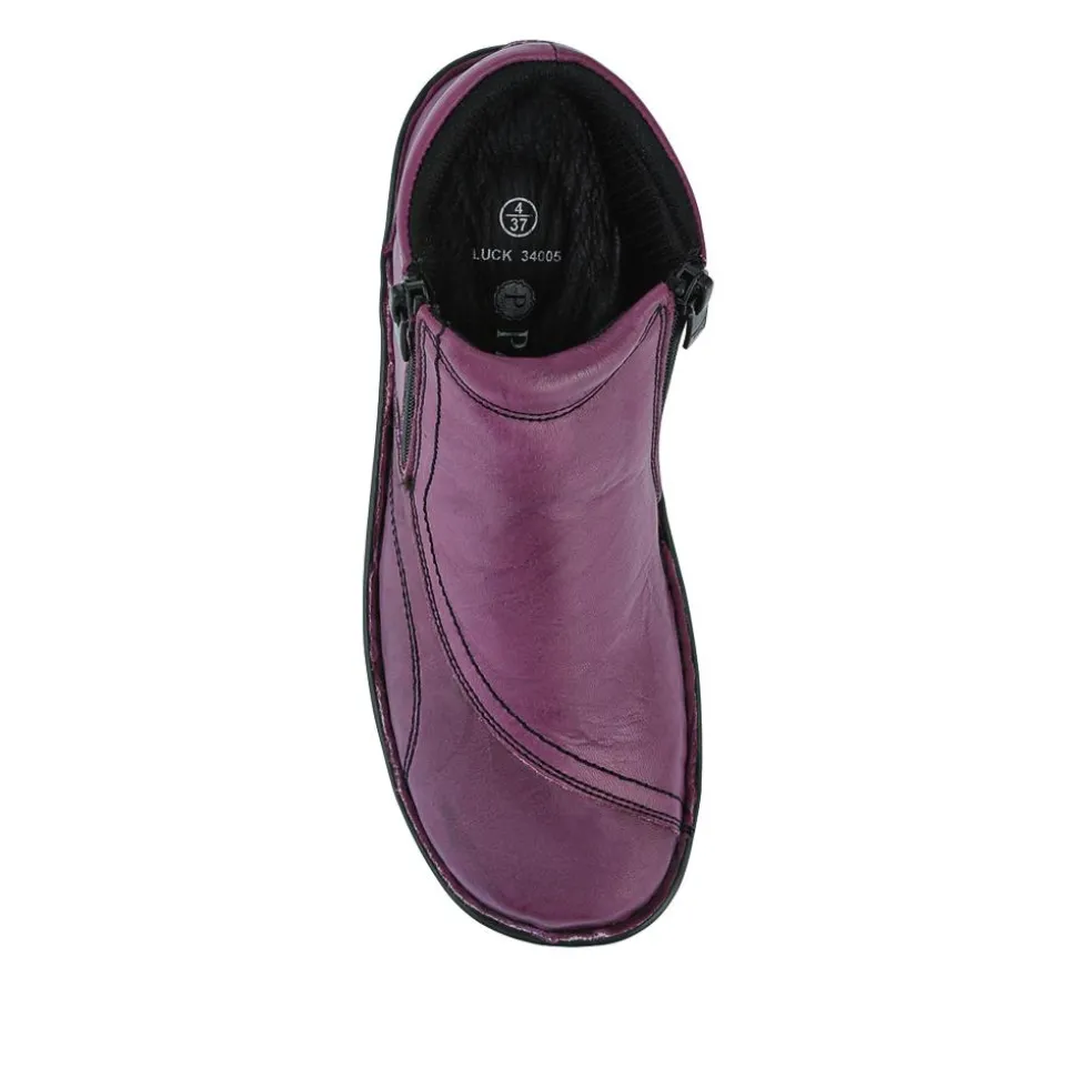 Leather Ankle Boots - Purple
