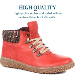 Leather Ankle Boots - Red