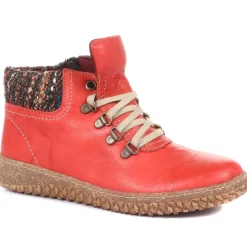 Leather Ankle Boots - Red