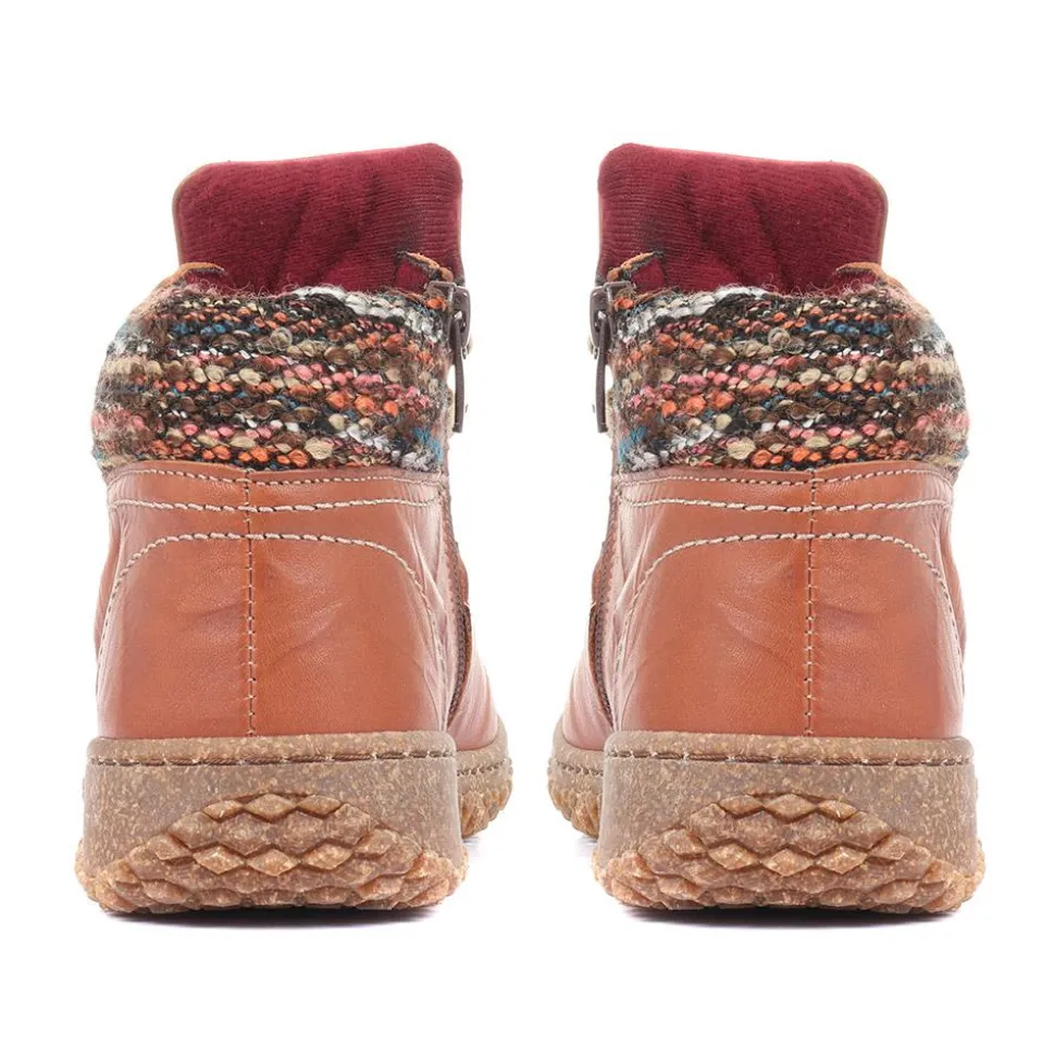 Leather Ankle Boots - Tan