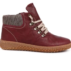 Leather Ankle Boots - Wine