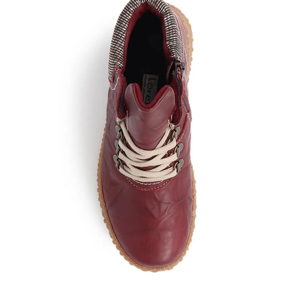 Leather Ankle Boots - Wine
