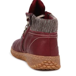 Leather Ankle Boots - Wine