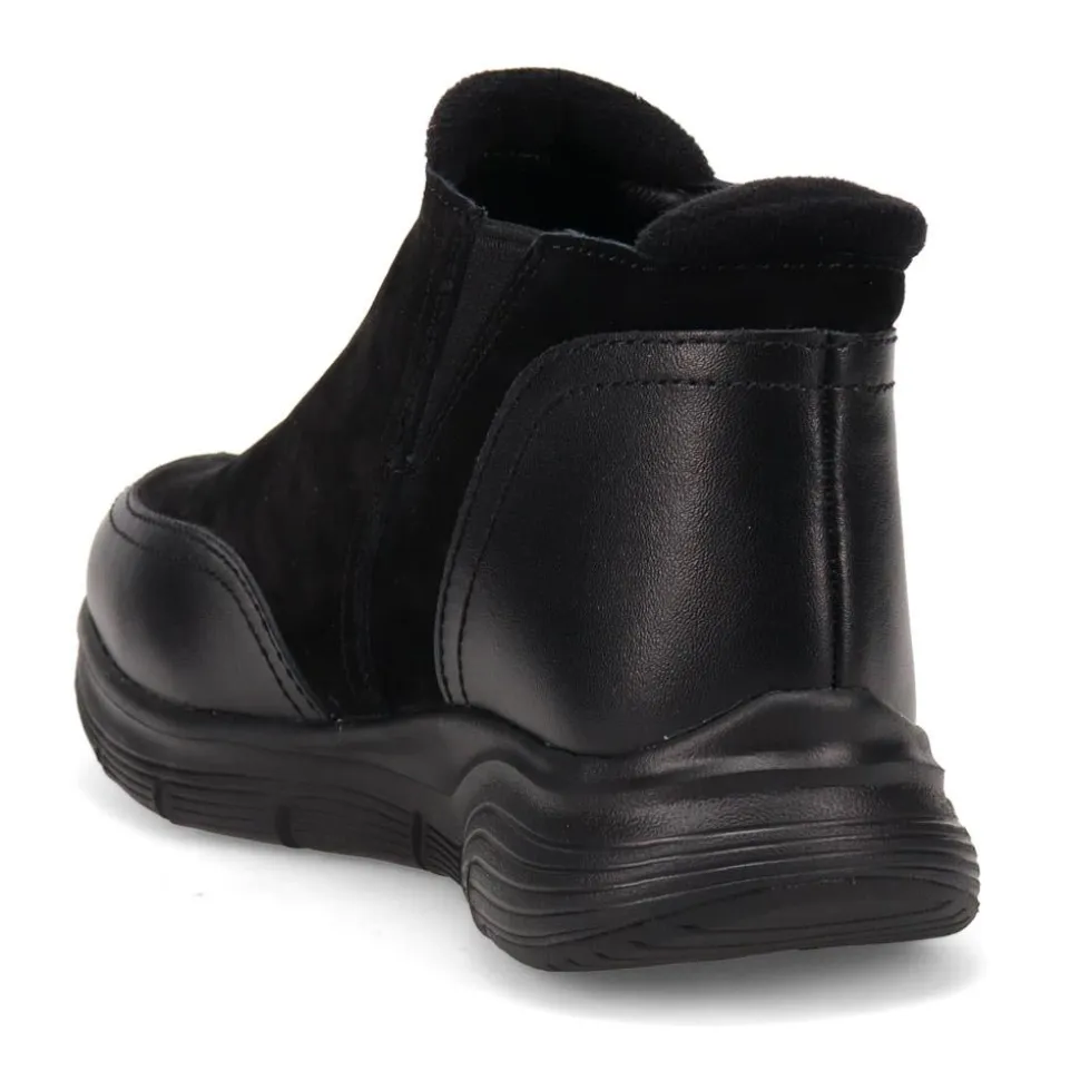 Leather Arch-Fit Ankle Boots - Black