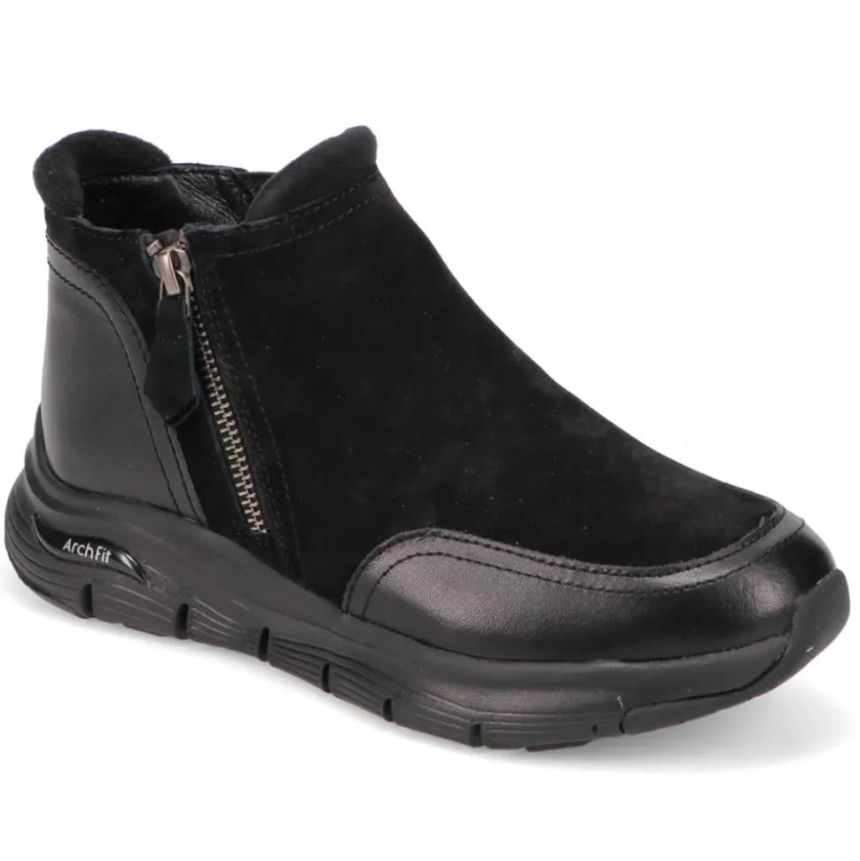Leather Arch-Fit Ankle Boots - Black