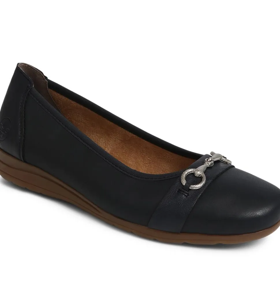 Leather Ballet Pumps - Navy