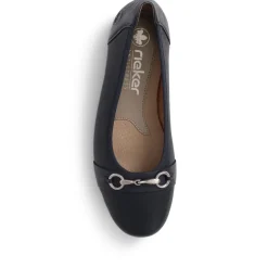 Leather Ballet Pumps - Navy
