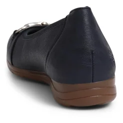 Leather Ballet Pumps - Navy
