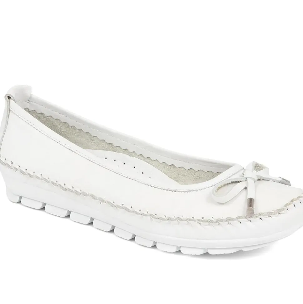 Leather Ballet Pumps - White