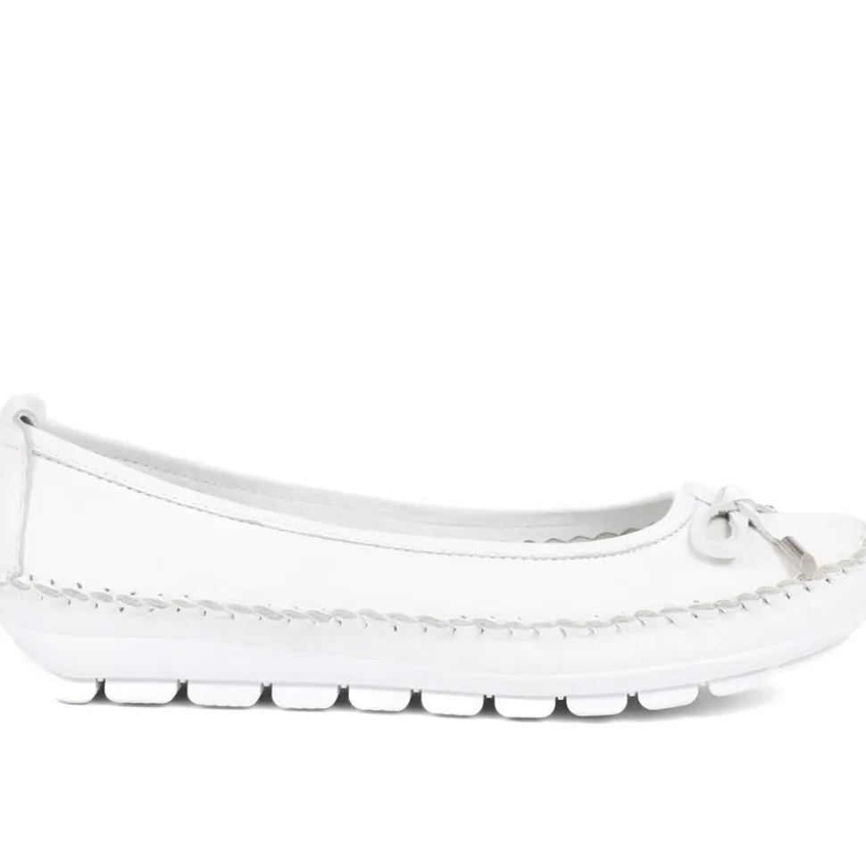 Leather Ballet Pumps - White
