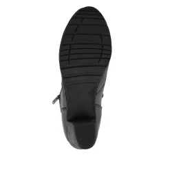 Leather Block Heel Ankle Boots - Black