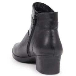Leather Block-Heeled Ankle Boots - Black
