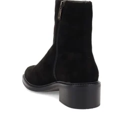 Leather Block-Heeled Ankle Boots - Black